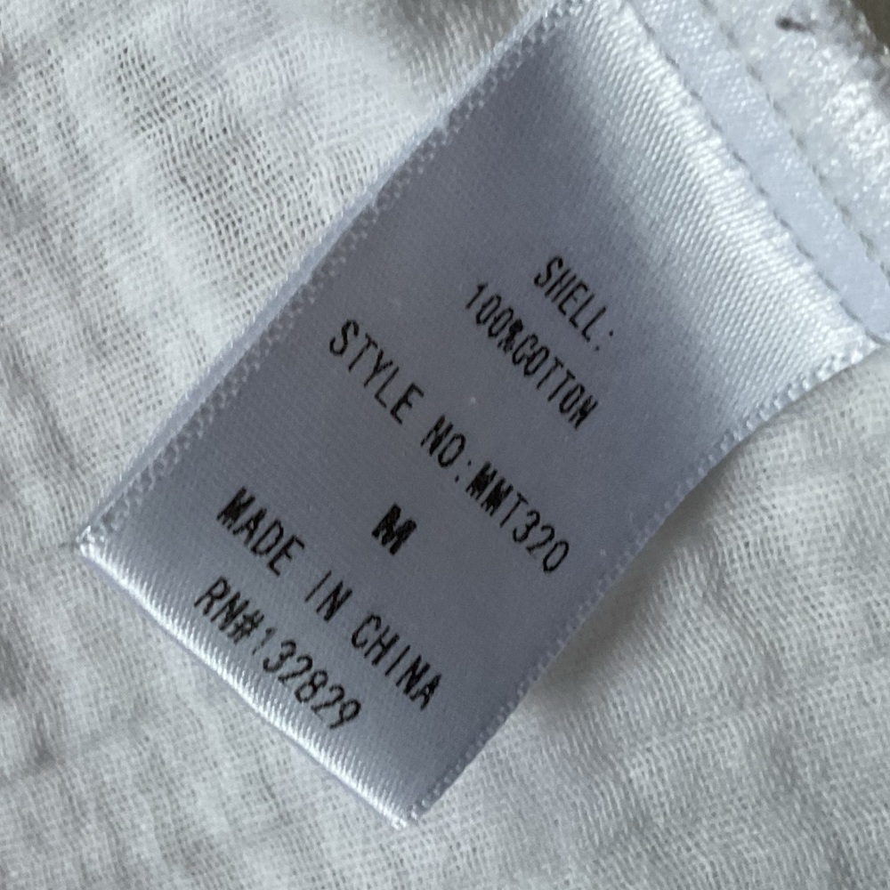 MIOU MUSE Double Gauze Button Down Shirts, white, Medium - Picture 6 of 8